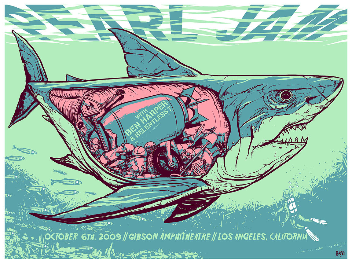MUNK ONE "Pearl Jam - Gibson Shark, Los Angeles, CA" Framed Print