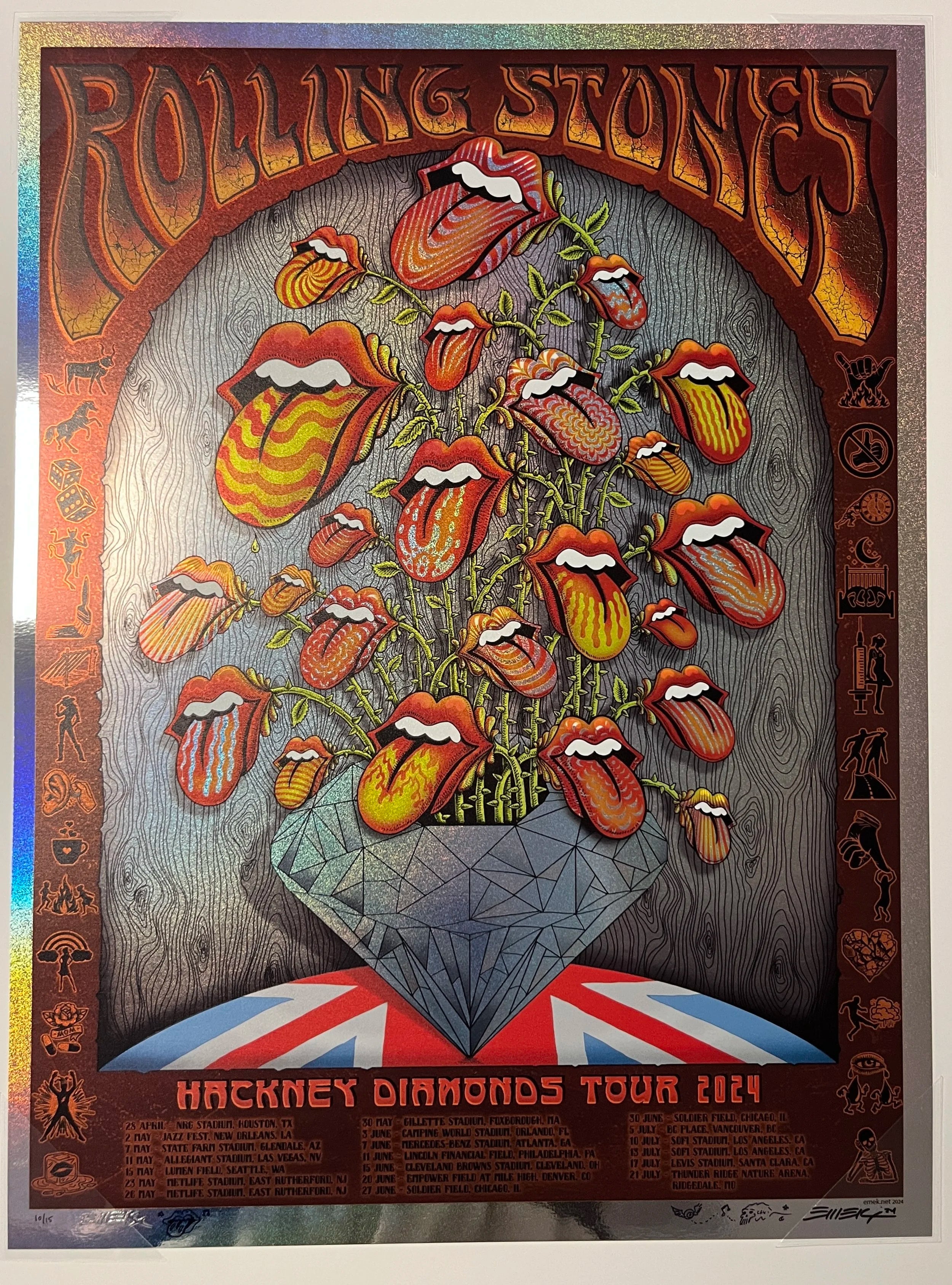 294 EMEK Rolling Stones Flower Lips Sparkle Foil