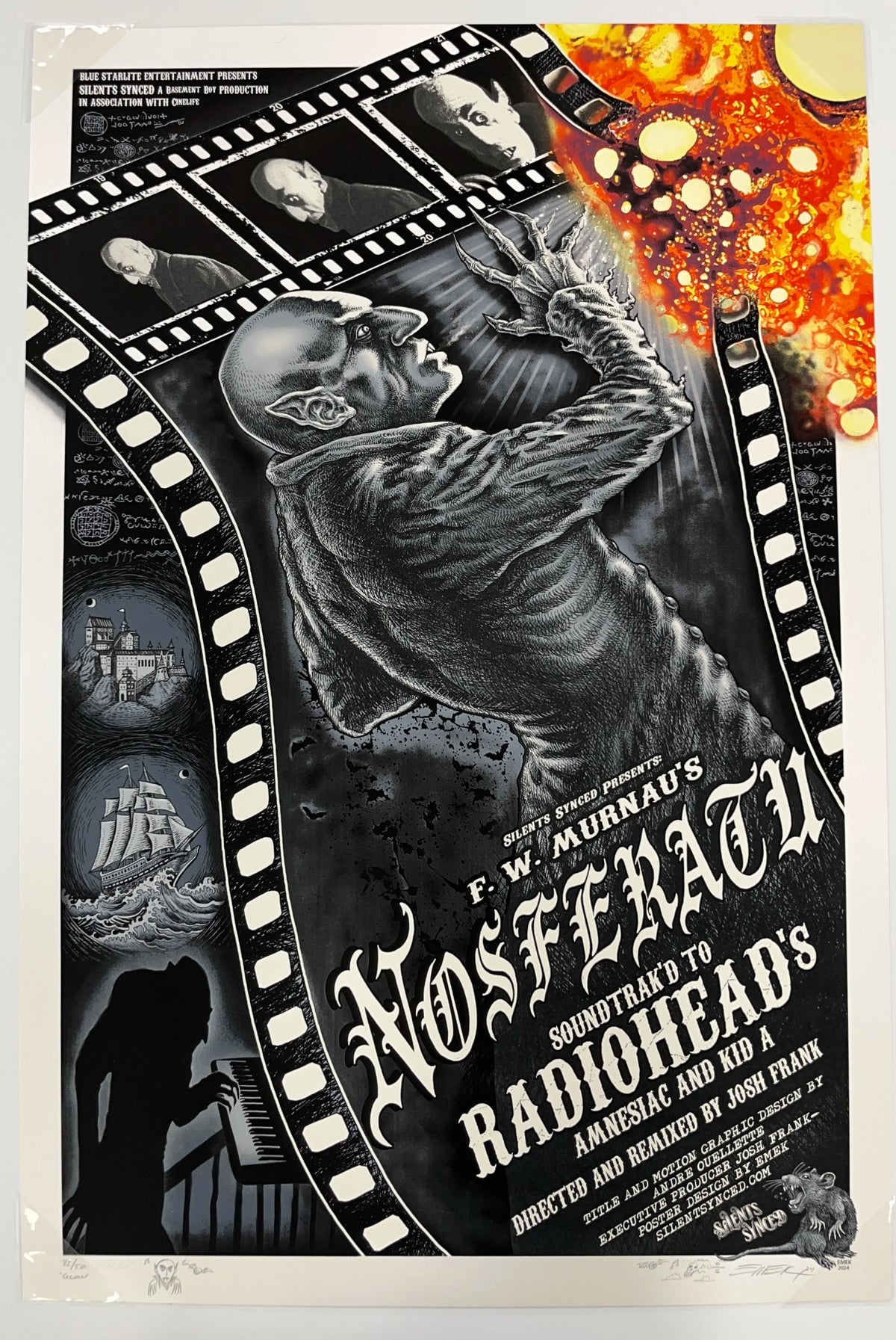 EMEK Nosferatu pearl artist edition glow print, signed, doodled and embossed, edition of 50