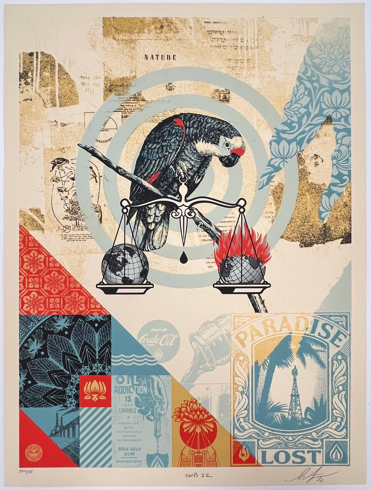 485 "Parrot on Scale - Paradise Lost - Addition is Very Curable" - Shepard Fairey / Obey 2022 Print