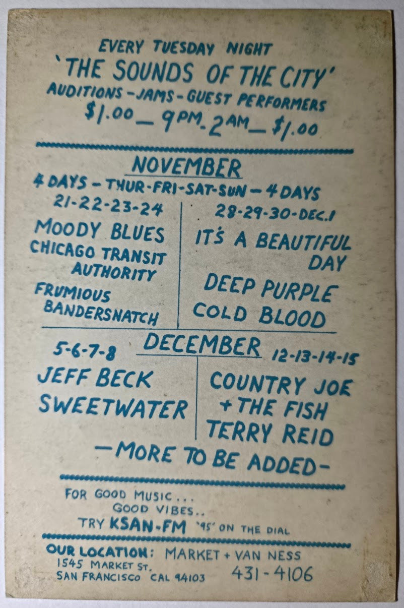 The Moody Blues, Chicago Transit Authority, The Fillmore West by Rick Griffin, Alton Kelley - November 21-24, 1968 - Vintage Handbill