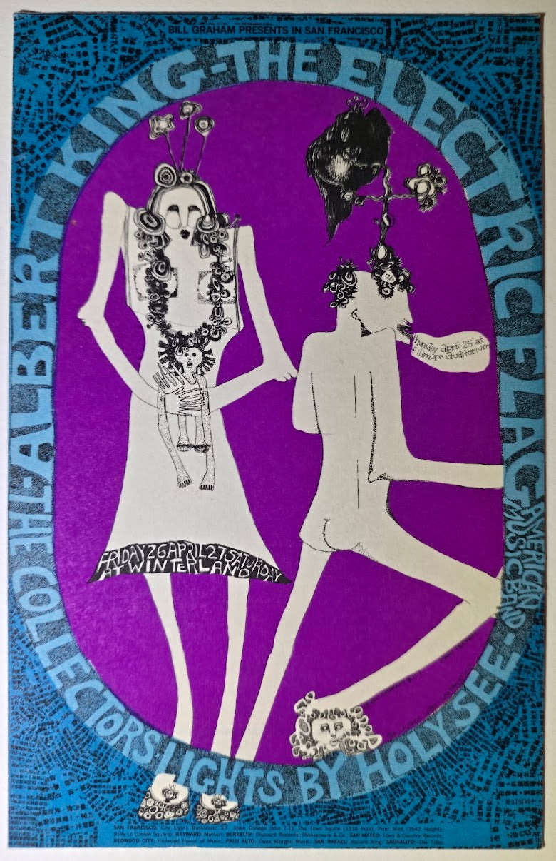 Electric Flag, Albert King, Moby Grape, The Fillmore, Winterland by Mari Tepper - April 25-27, 1968 - Vintage Postcard