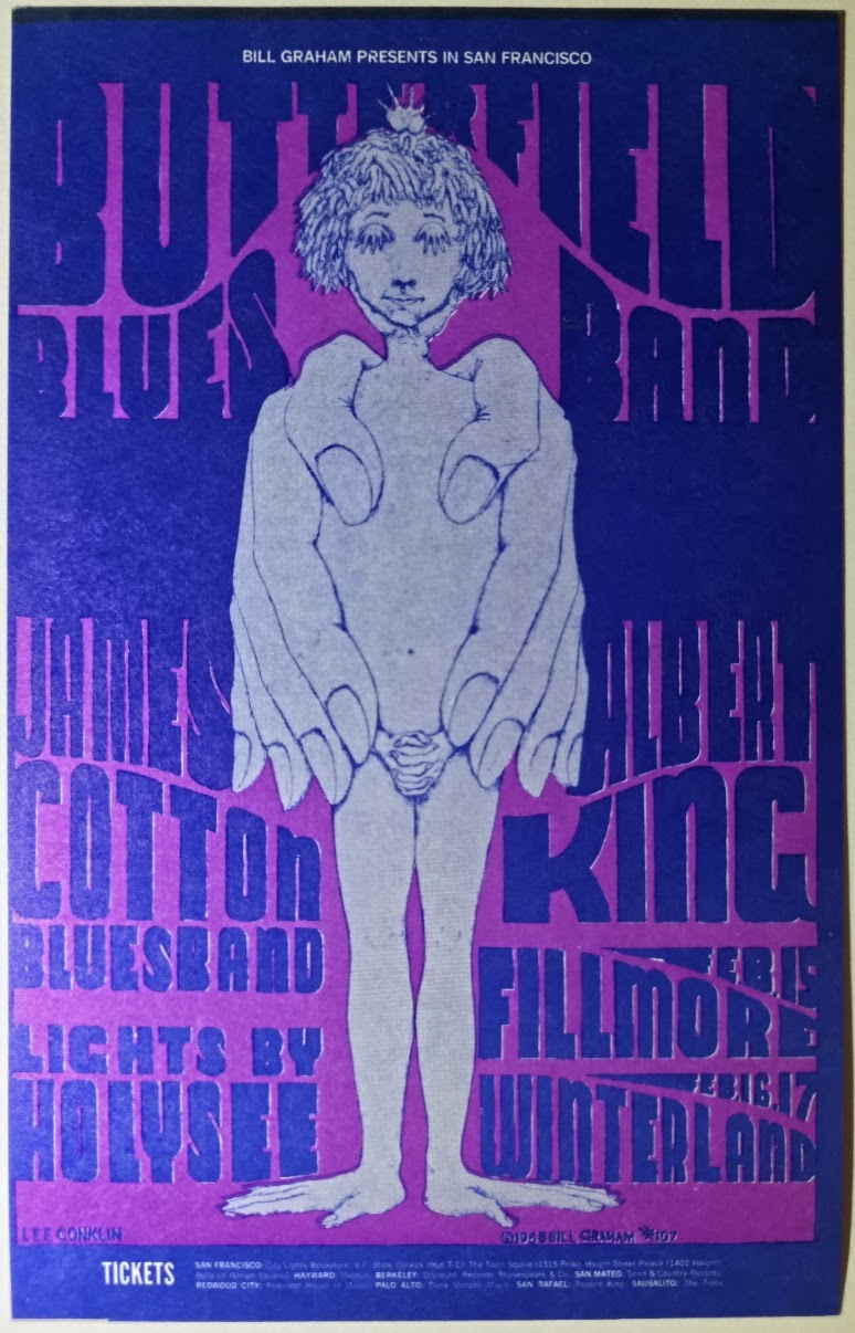 The Paul Butterfield Blues Band, James Cotton Blues Band, Albert King, The Fillmore, Winterland by Lee Conklin - February 15-17, 1968 - Vintage Postcard