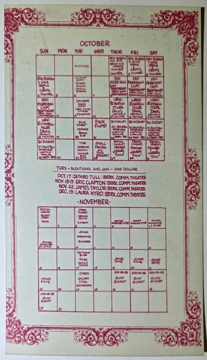 Bo Diddley, Lightnin' Hopkins, Pink Floyd, The Small Faces, The Fillmore by David Singer - October 22-25, 1970 - Vintage Handbill