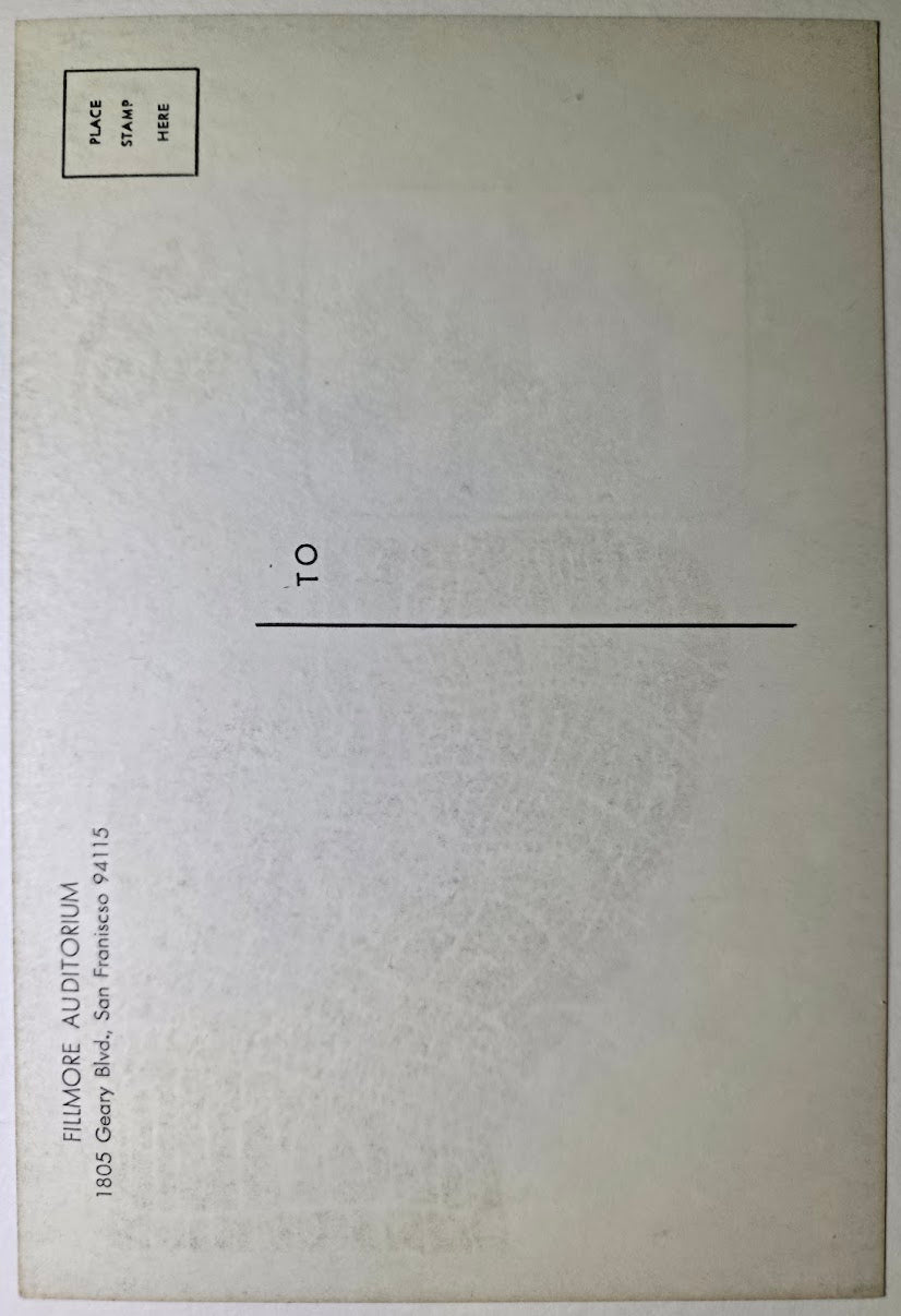 The Paul Butterfield Blues Band, Charles Lloyd Quartet, The Fillmore by Wes Wilson - January 20, 1967 - Vintage Postcard