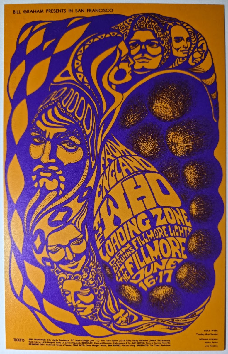 The Who, Loading Zone, The Fillmore by Bonnie MacLean - June 16-17, 1967 - Vintage Postcard