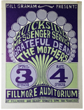 Quicksilver Messenger Servivce, The Grateful Dead, The Mothers, The Fillmore by Wes Wilson - June 3-4, 1966 - Vintage Postcard