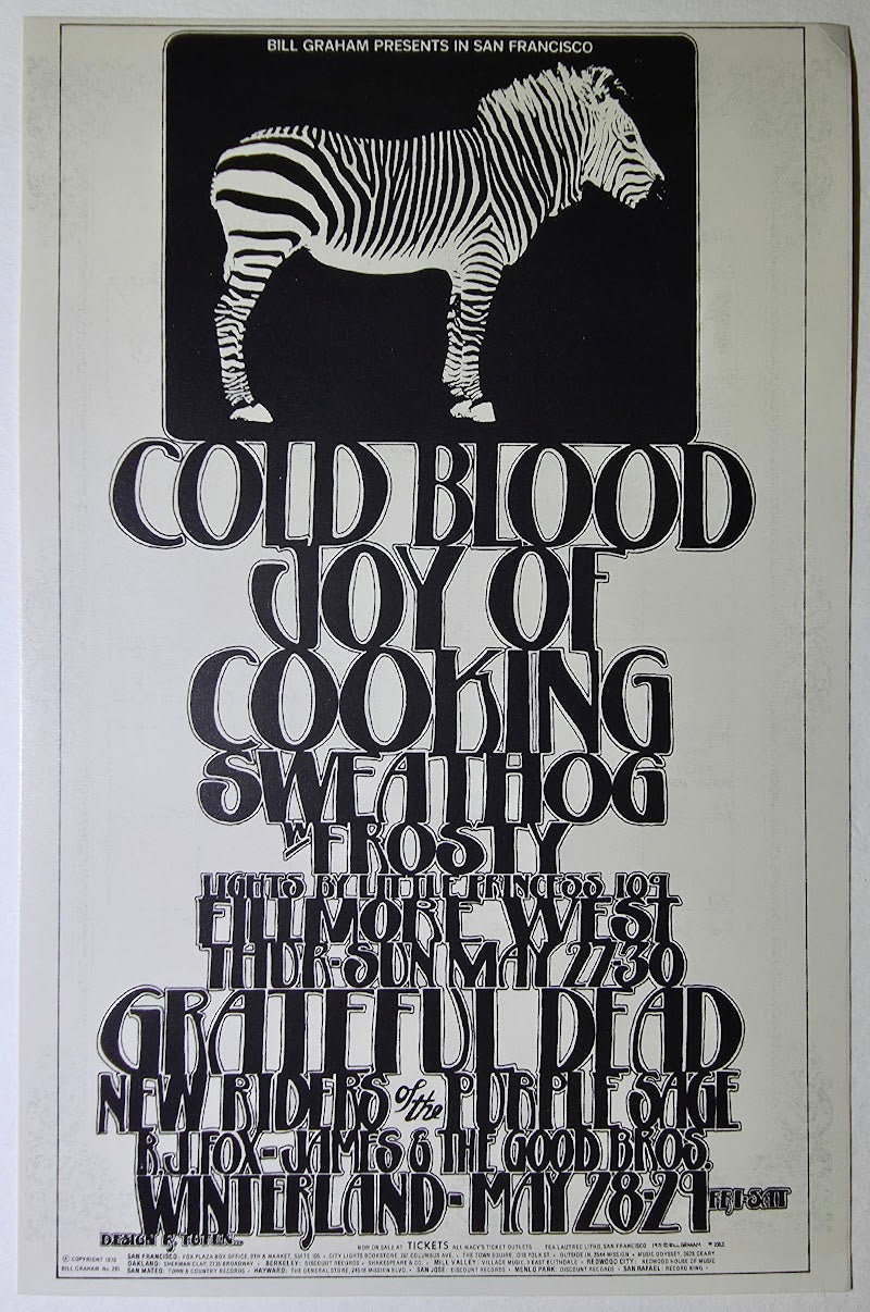 Cold Blood, The Grateful Dead, New Riders Of The Purple Sage, The Fillmore West by Randy Tuten - May 27-30, 1971 - Vintage Handbill