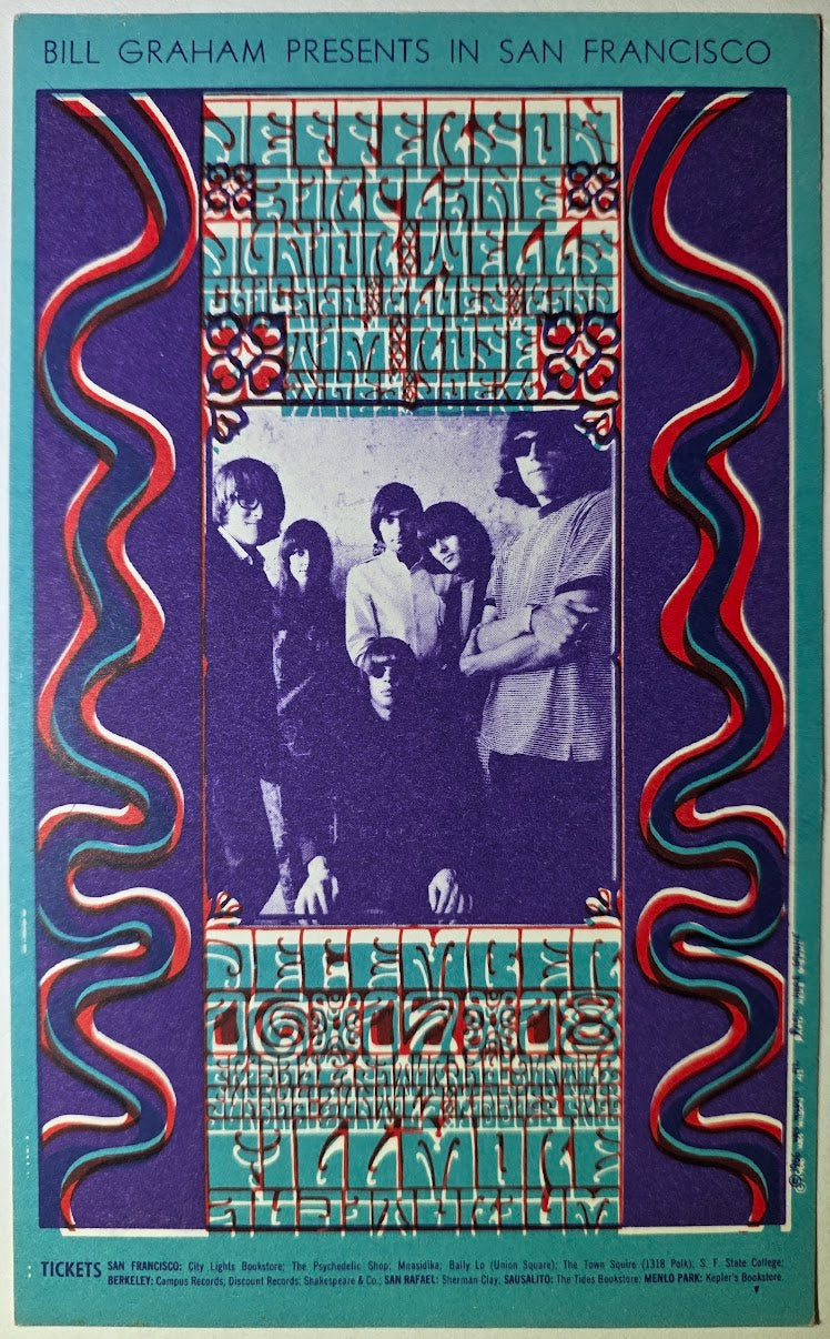 Jefferson Airplane, Junior Wells & His Chicago Blues Band, Tim Rose, The Fillmore by Wes Wilson - December 16-18, 1966 - Vintage Handbill