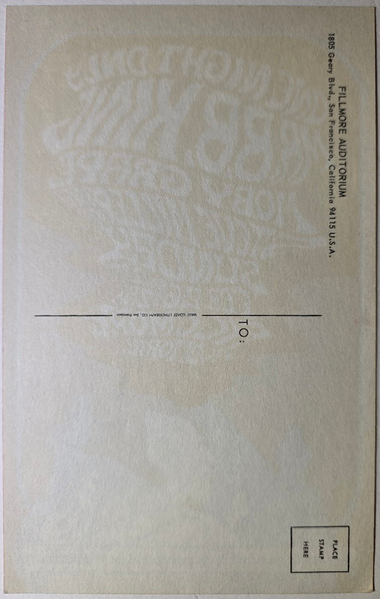 B.B. King, Moby Grape, Steve Miller Band, The Fillmore by John H. Myers - February 26, 1967 - Vintage Postcard