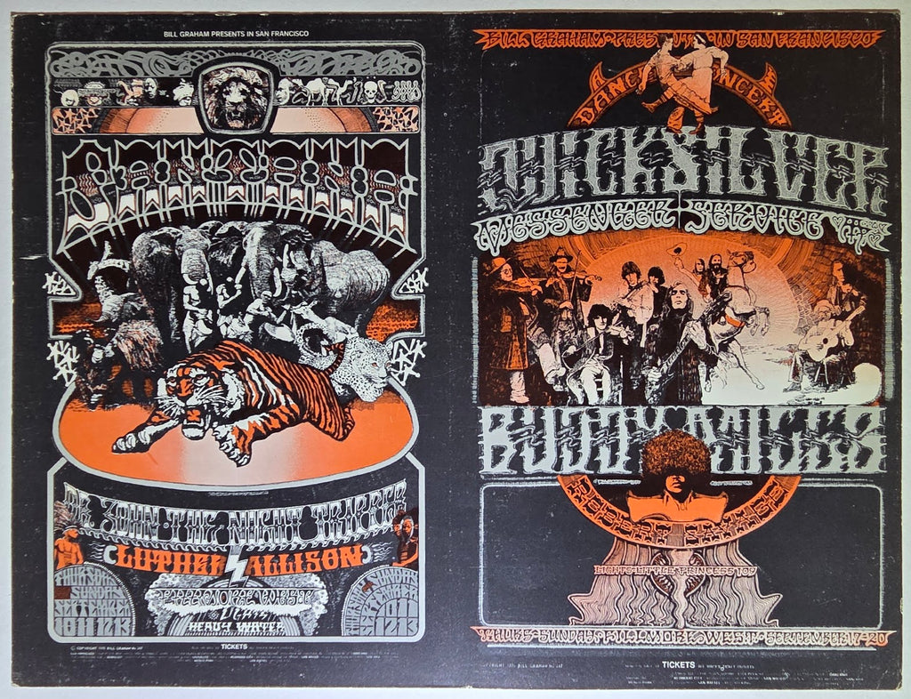 Santana, Quicksilver Messenger Service, Buddy Miles, The Fillmore West by Norman Orr - September 10-13, 17-20, 1970 - Vintage Handbill/Postcard