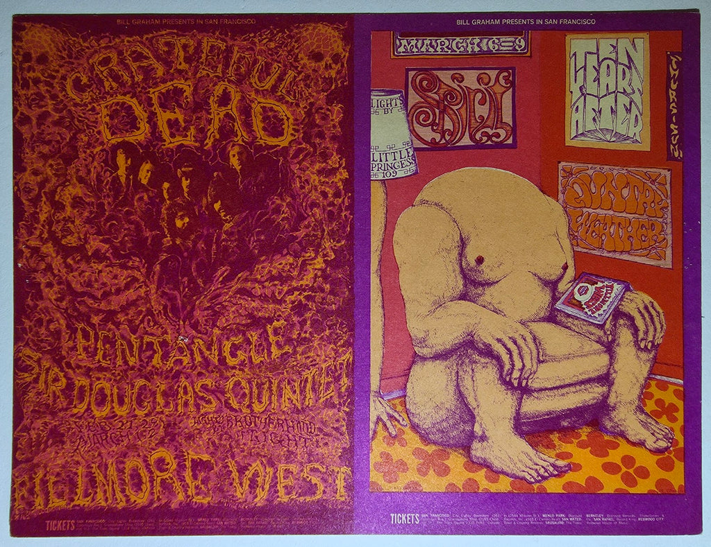 The Grateful Dead, Spirit, Ten Years After, The Sir Douglas Quintet, The Fillmore West by Lee Conklin, Herb Greene - February 27-28, March 6-9, 1969 - Vintage Handbill/Postcard