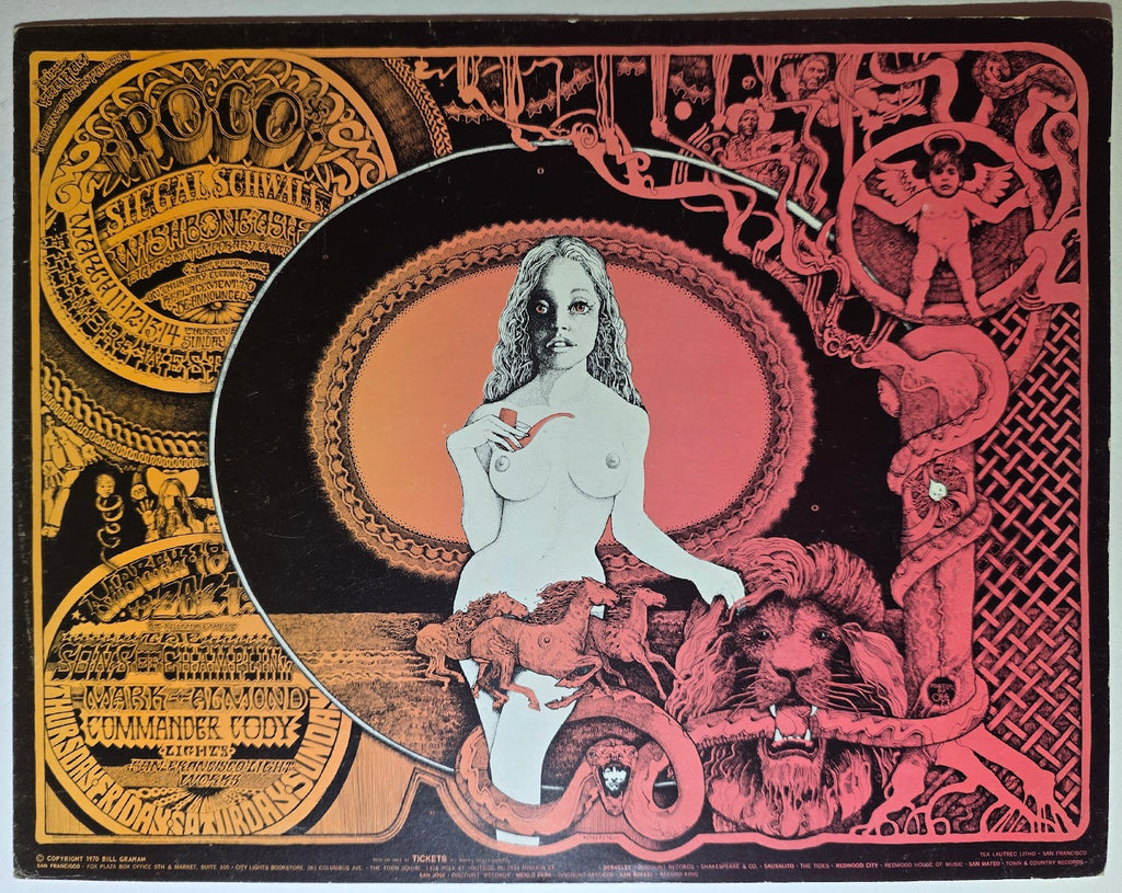 Poco, Siegel-Schwall Band, The Sons Of Champlin, Commander Cody, The Fillmore West by Norman Orr - March 11-14, 1971 - Vintage Handbill