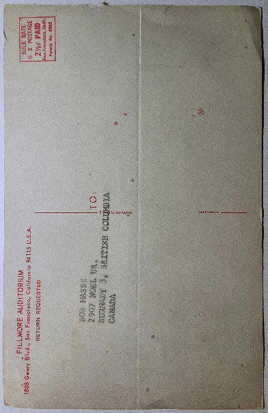 Pink Floyd, Procol Harum, H.P. Lovecraft, The Fillmore by Nicholas Kouninos - November 9-11, 1967 - Vintage Postcard