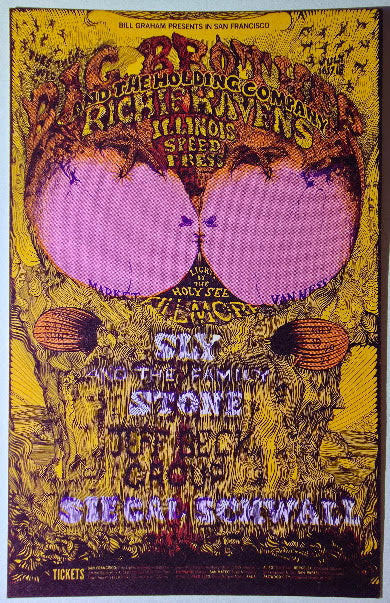 Big Brother & The Holding Co, Richie Havens, Sly & The Family Stone, Jeff Beck, The Fillmore West by Lee Conklin - July 19-21, 1968 - Vintage Postcard
