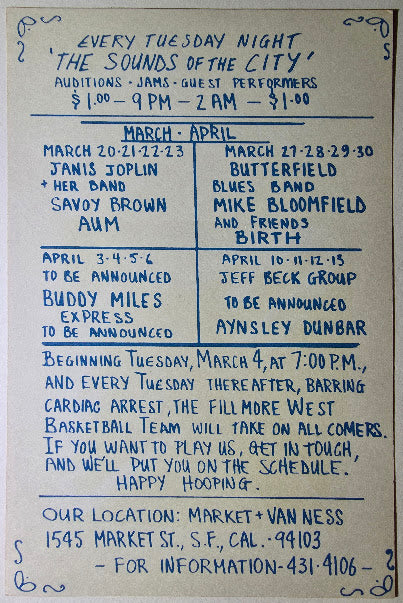 Creedence Clearwater Revival, Jethro Tull, Sanpaku, The Fillmore West by Randy Tuten - March 13, 1969 - Vintage Handbill