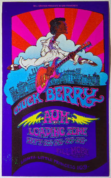 Chuck Berry, Aum, Loading Zone, The Fillmore by Greg Irons - September 25-28, 1969 - Vintage Handbill