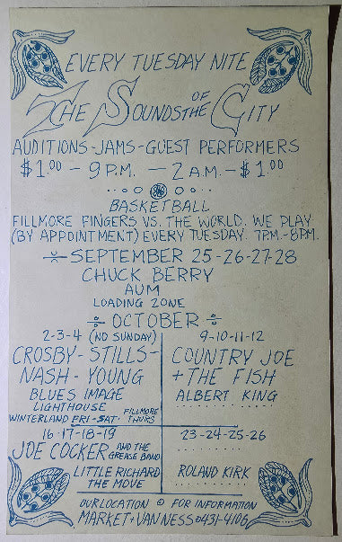 Chuck Berry, Aum, Loading Zone, The Fillmore by Greg Irons - September 25-28, 1969 - Vintage Handbill