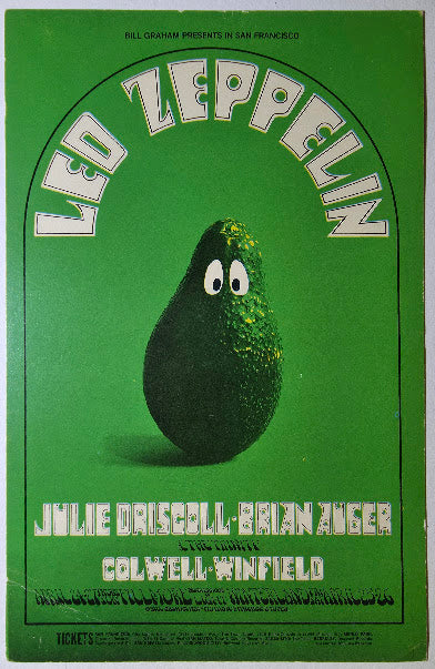 Led Zeppelin, Julie Driscoll, Colwell-Winfield, The Fillmore West by Randy Tuten, Peter Pynchon - April 24-27, 1969 - Vintage Postcard