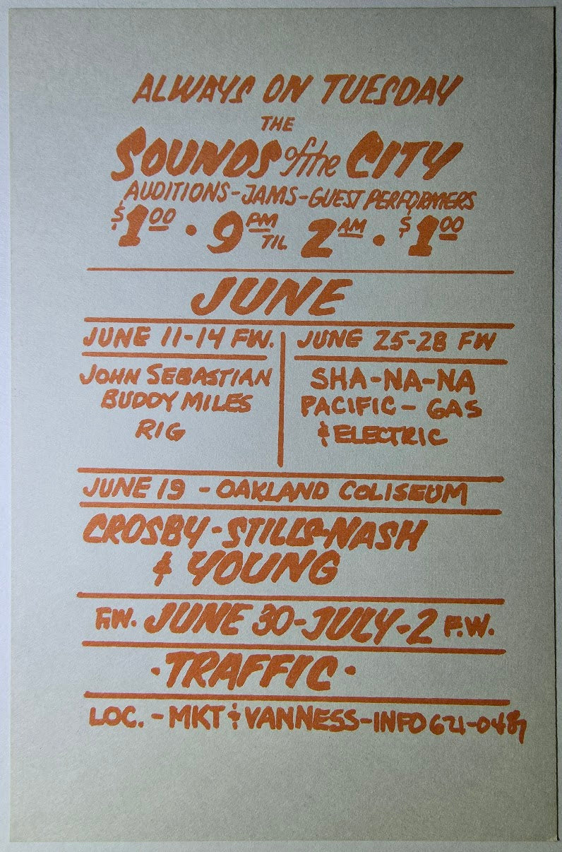The Grateful Dead, New Riders Of The Purple Sage, Southern Comfort, The Fillmore West by David Singer - June 4-7, 1970 - Vintage Handbill