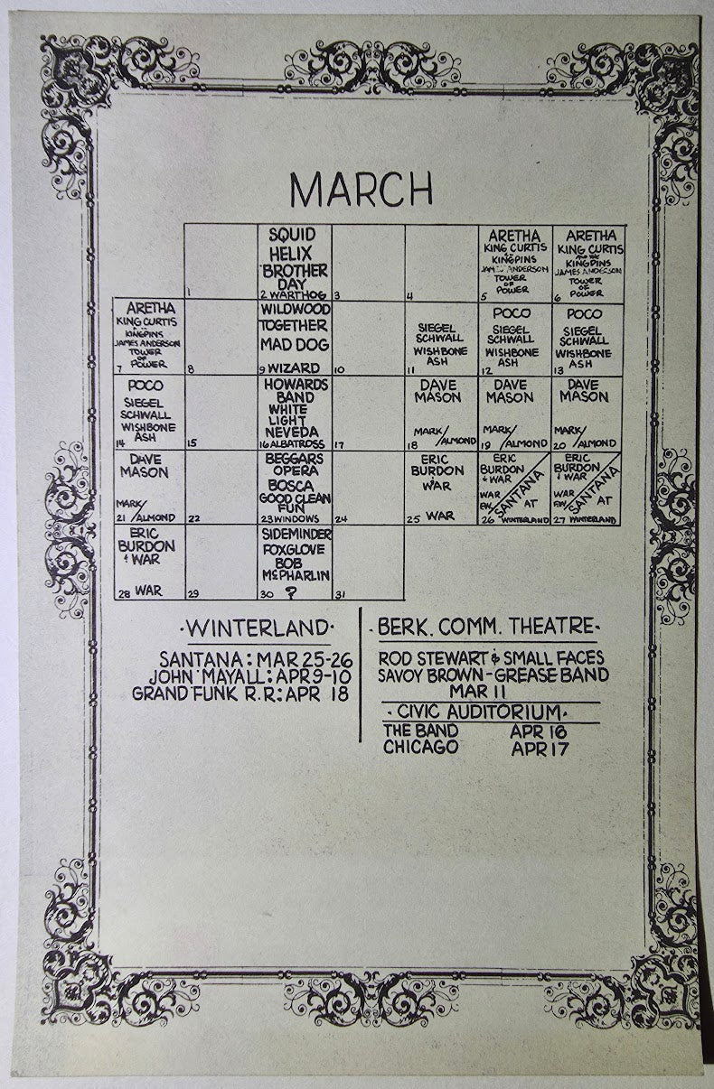 Aretha Franklin, King Curtis & The Kingpins, Tower Of Power, James Anderson, The Fillmore West by David Singer, Jim Marshall - March 5-7, 1971 - Vintage Handbill