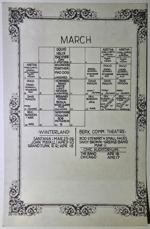 Aretha Franklin, King Curtis & The Kingpins, Tower Of Power, James Anderson, The Fillmore West by David Singer, Jim Marshall - March 5-7, 1971 - Vintage Handbill
