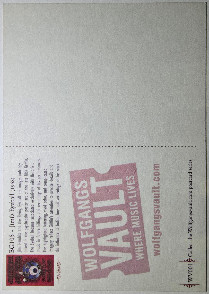 Jimi Hendrix, John Mayall & The Bluesbreakers, Albert King, The Fillmore, Winterland by Rick Griffin - February 1-4, 1968 - Vintage Postcard