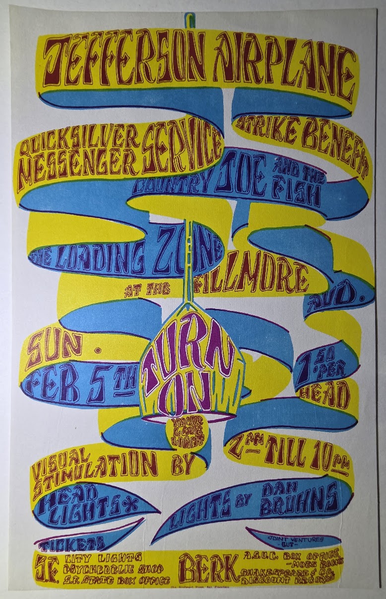 Jefferson Airplane, Quicksilver Messenger Service, Country Joe & The Fish, Loading Zone, The Fillmore by Gut - February 5, 1966 - Vintage Handbill