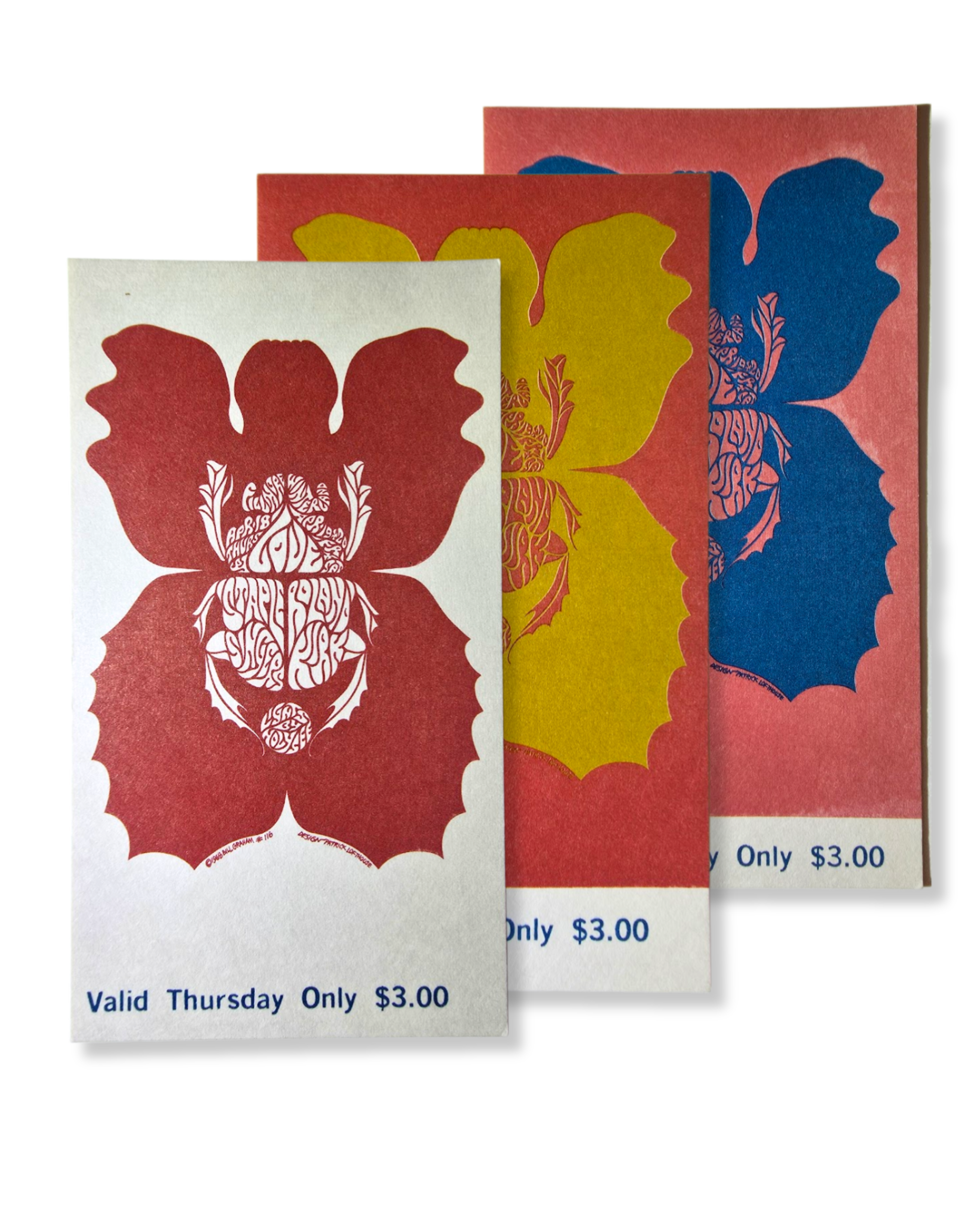 Vintage Ticket Bundle - 3 Night Run - Love, The Staple Singers, Rahsaan Roland Kirk by Patrick Lofthouse - April 18-20, 1968 - The Fillmore