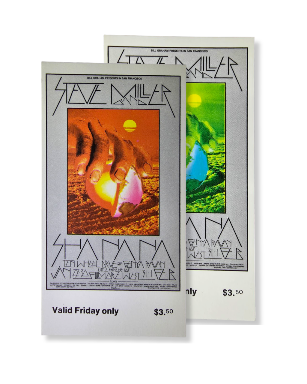 Vintage Ticket Bundle - 2 Night Run - Steve Miller Band, Sha Na Na, Ten Wheel Drive West by David Singer - January 29-30, 1970 - The Fillmore