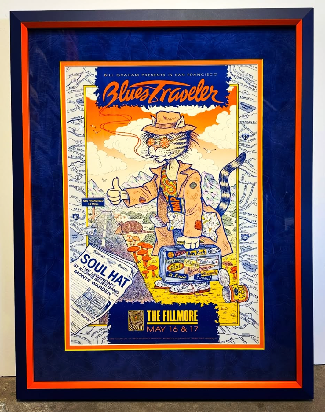 Custom Framed F139 Blues Traveler - Harry Rossit - May 16-17, 1994 - Fillmore Print