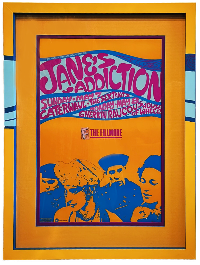 Custom Framed F95 Jane's Addiction, Arlene Owseichik - May 8, 1989 - Fillmore Gig Print