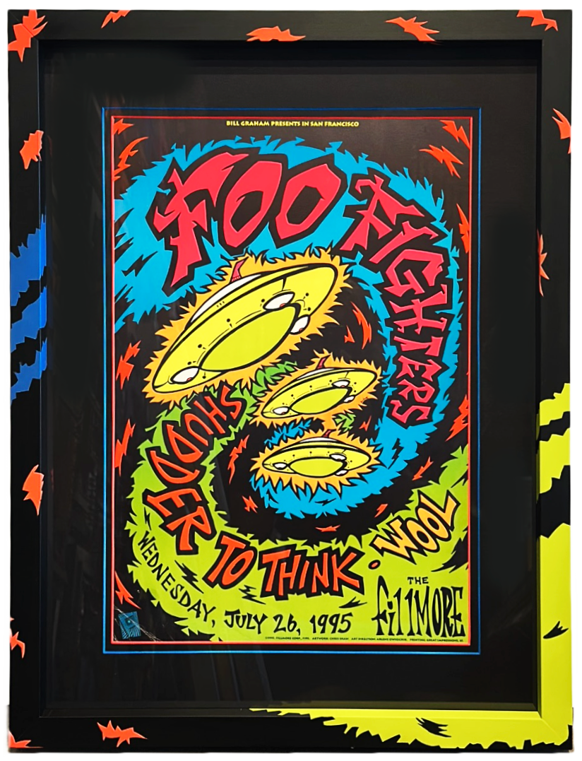 Custom Framed F195 Foo Fighters, Chris Shaw - July 26, 1995 - Fillmore Print