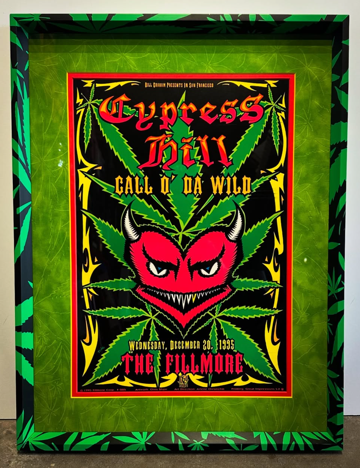 Custom Framed F205 Cypress Hill, Chris Shaw - December 20, 1995 - Fillmore Print