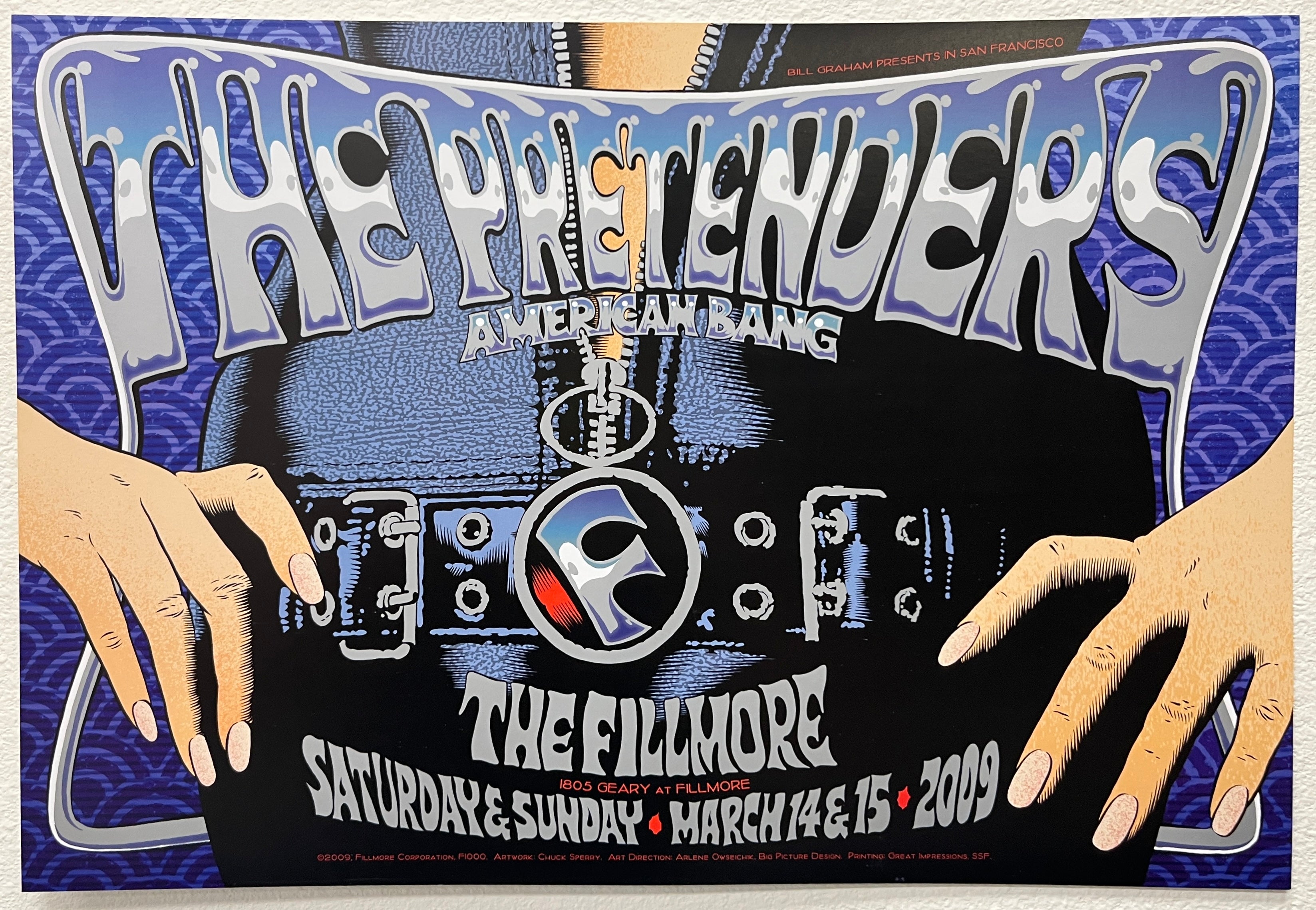 F1000 The Pretenders, American Bang, The Fillmore by Chuck Sperry - March 14-15, 2009 - San Francisco, Fillmore Gig Print