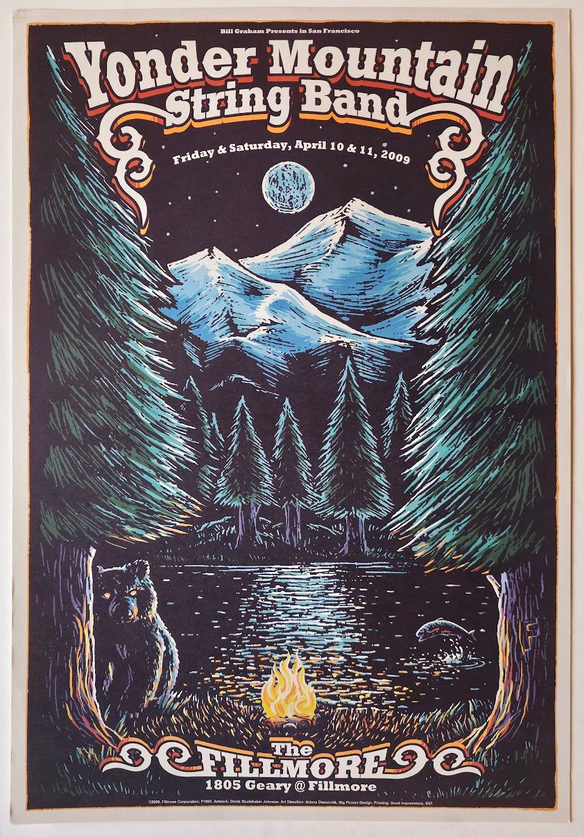 F1005 Yonder Mountain String Band, The Fillmore by Derek Studebaker Johnson - April 10-11, 2009 - San Francisco, Fillmore Gig Print