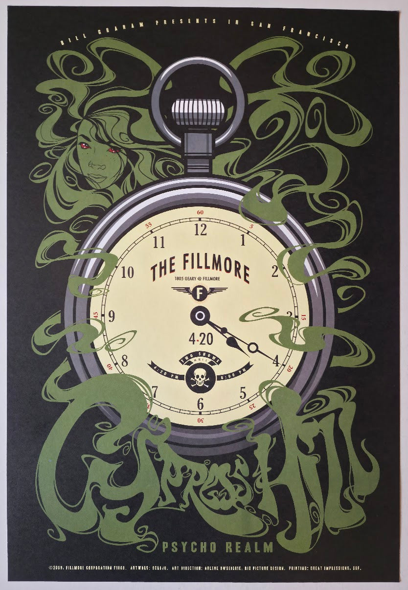 F1008 Cypress Hill, Psycho Realm, The Fillmore by Scrojo - April 20, 2009 - San Francisco, Fillmore Gig Print