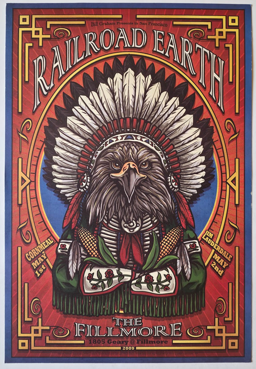 F1011 Railroad Earth, The Fillmore by Derek Studebaker Johnson - May 1-2, 2009 - San Francisco, Fillmore Gig Print