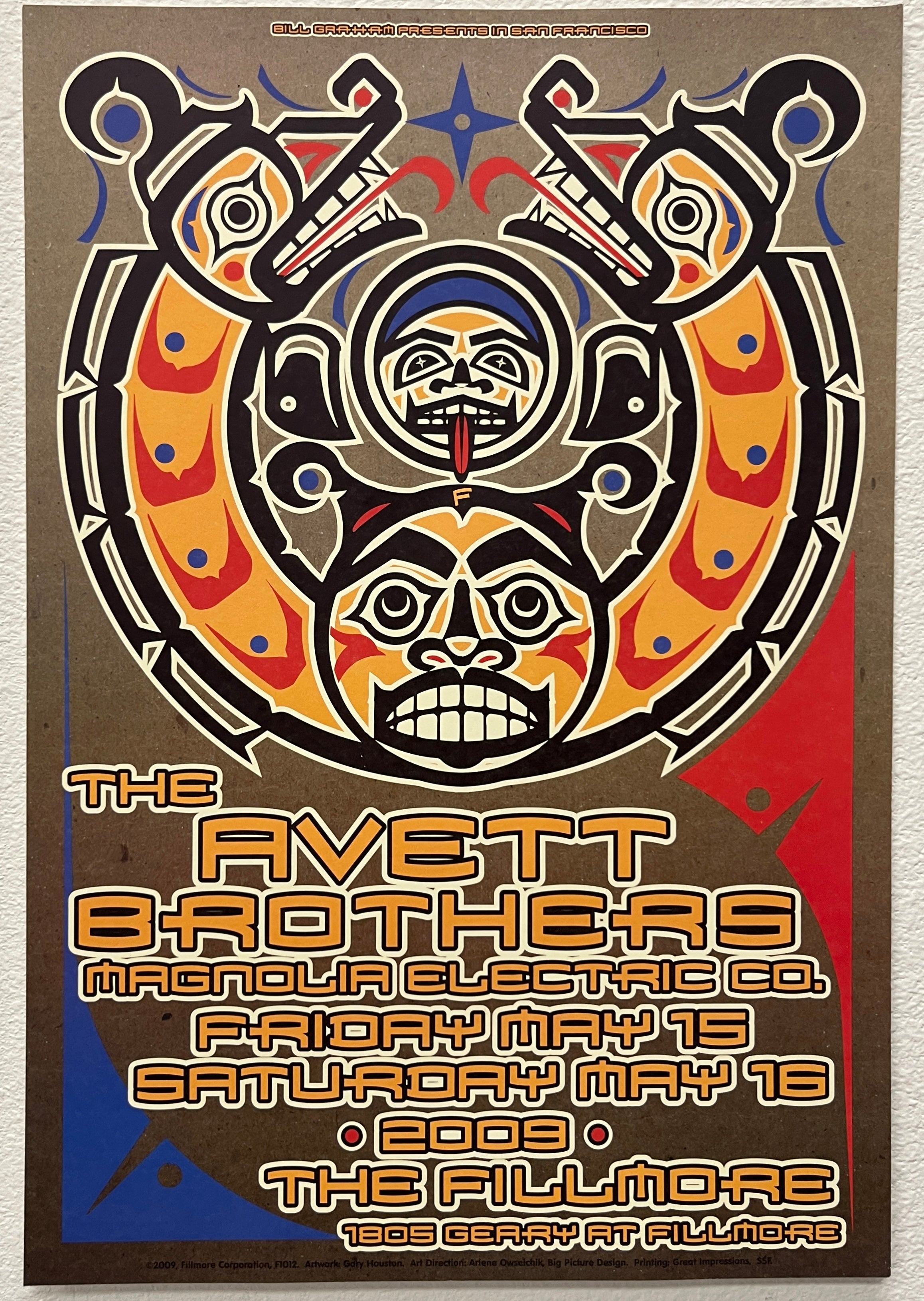 F1012 The Avett Brothers, Magnolia Electric Co, The Fillmore by Gary Houston - May 15-16, 2009 - San Francisco, Fillmore Gig Print