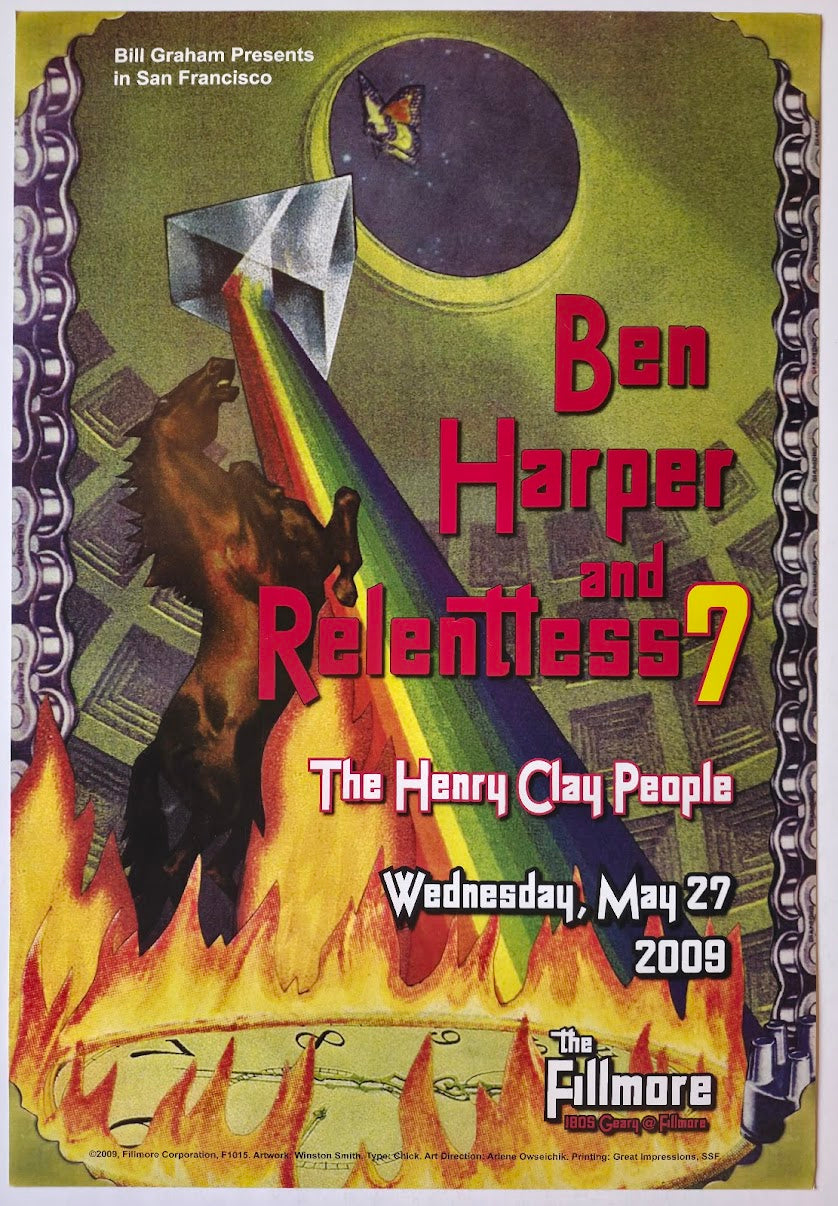 F1015 Ben Harper, Relentless 7, The Fillmore by Winston Smith - May 27, 2009 - San Francisco, Fillmore Gig Print
