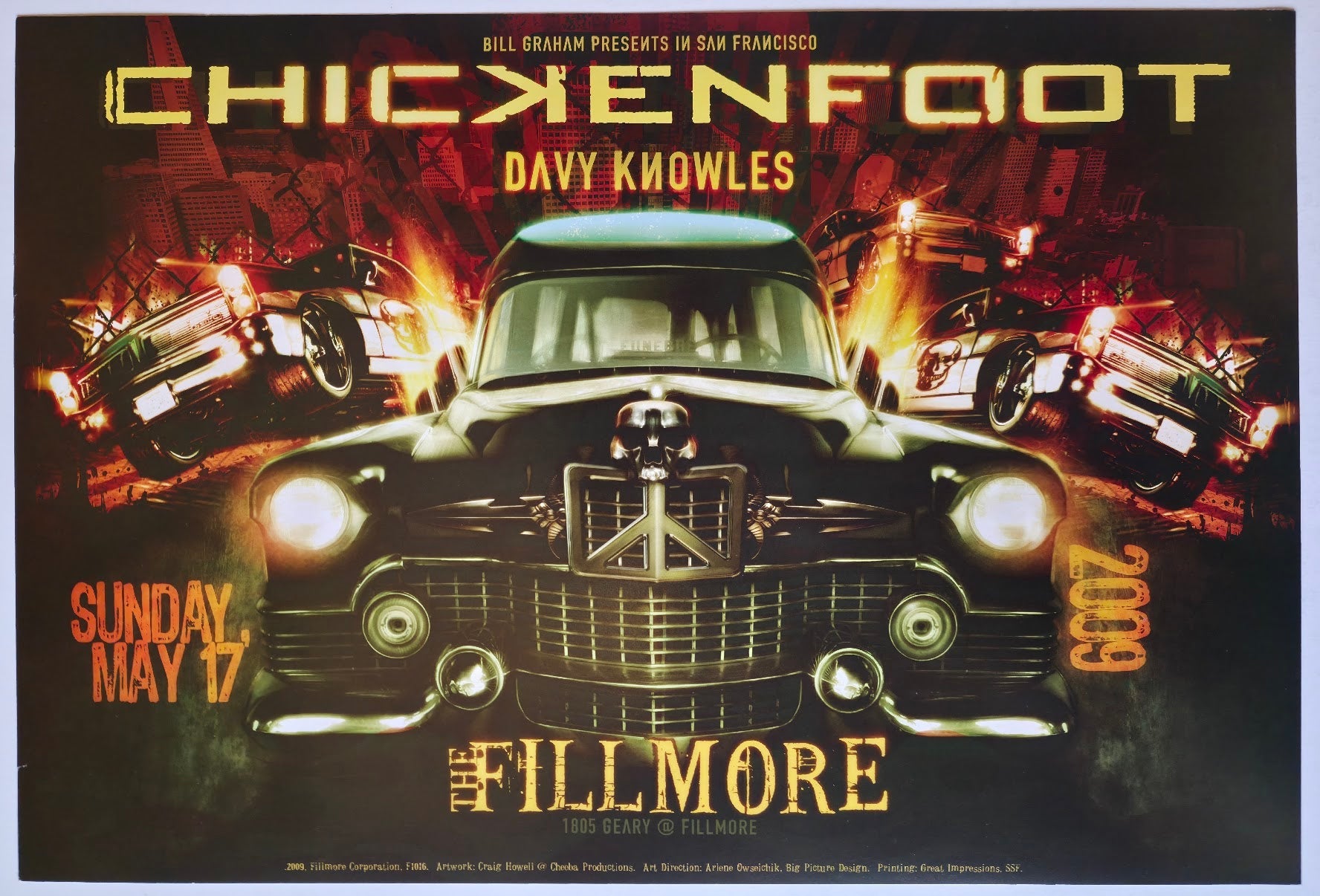 F1016 Chickenfoot, Davy Knowles, The Fillmore by Craig Howell Cheeba Productions - May 17, 2009 - San Francisco, Fillmore Gig Print