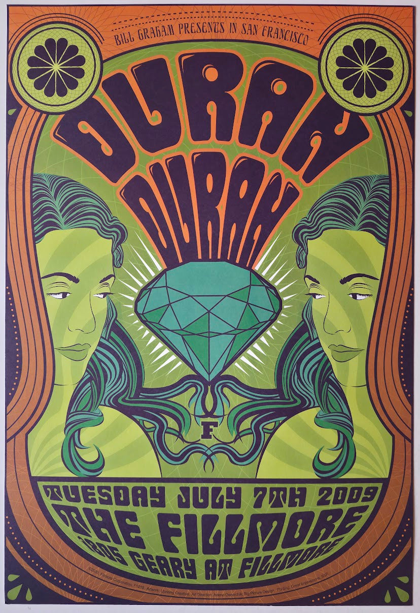 F1019 Duran Duran, The Fillmore by Uprising Creative - July 7, 2009 - San Francisco, Fillmore Gig Print