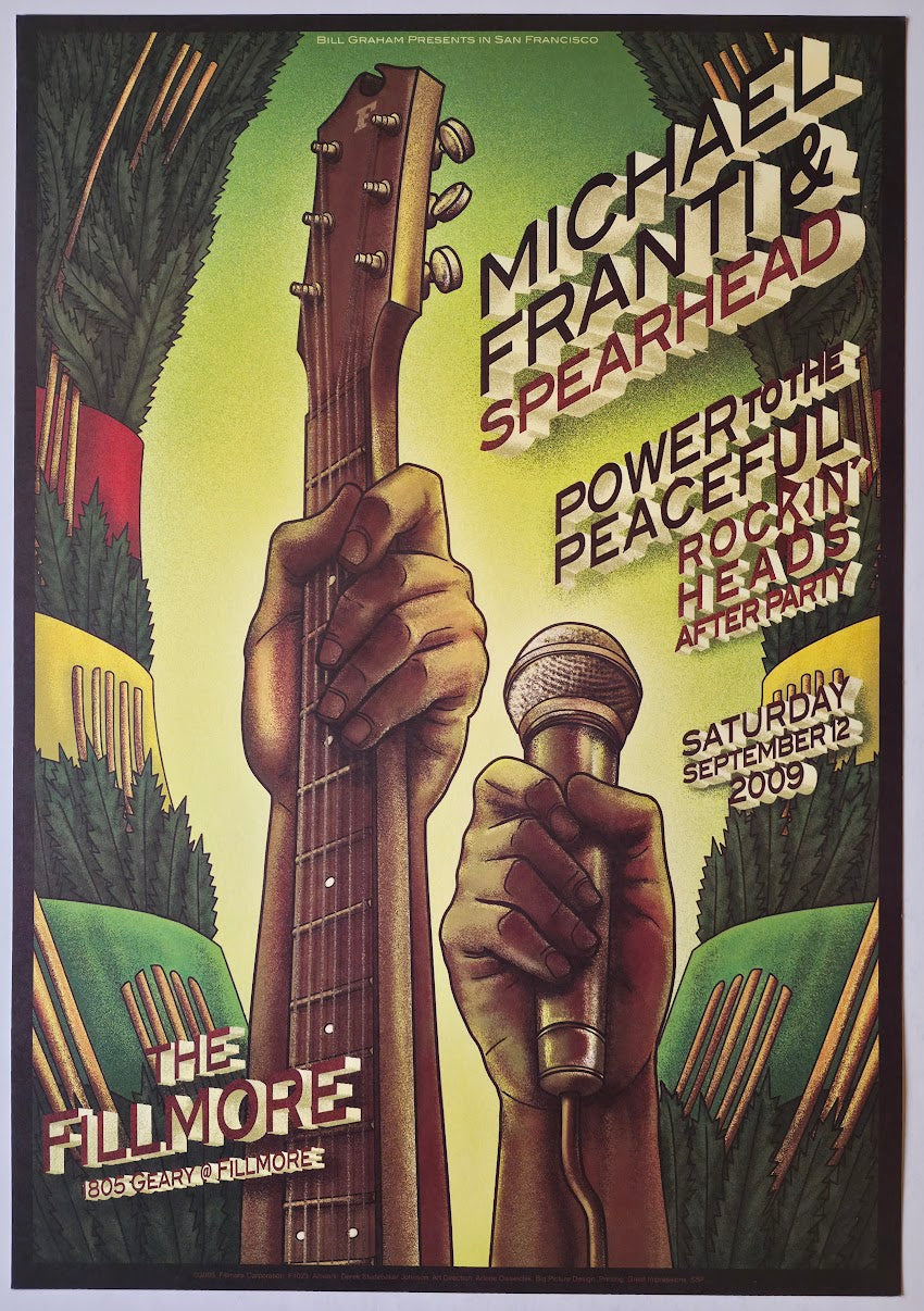 F1023 Michael Franti & Spearhead, Power To The Peaceful, The Fillmore by Derek Studebaker Johnson - September 12, 2009 - San Francisco, Fillmore Gig Print