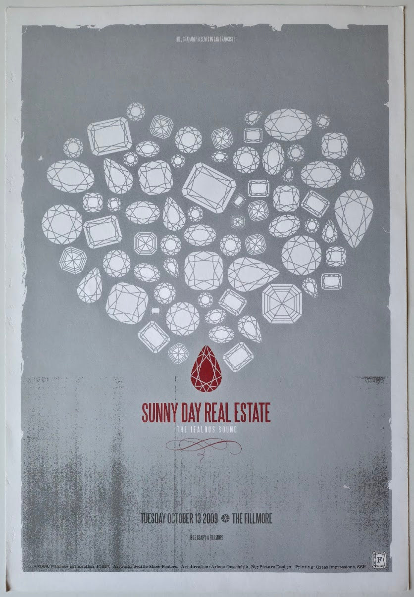 F1027 Sunny Day Real Estate, The Jelous Sound, The Fillmore by Seattle Show Poster - October 13, 2009 - San Francisco, Fillmore Gig Print
