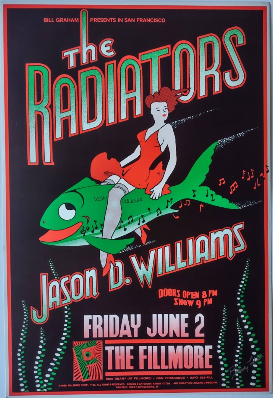 F102 The Radiators, The Fillmore, Signed by Randy Tuten by Randy Tuten - Jun 2, 1989 - San Francisco, Fillmore Gig Print