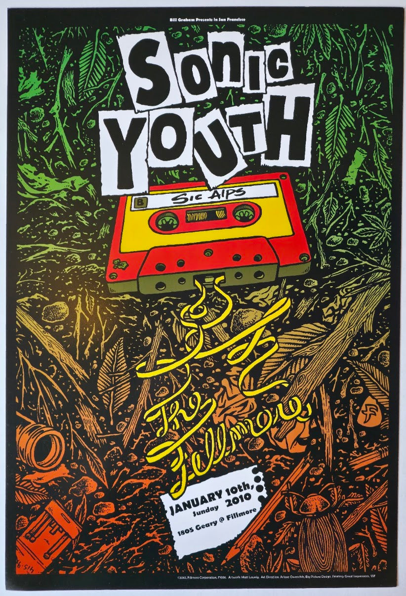 F1036 Sonic Youth, Sic Alps, The Fillmore by Matt Leunig - January 10, 2010 - San Francisco, Fillmore Gig Print