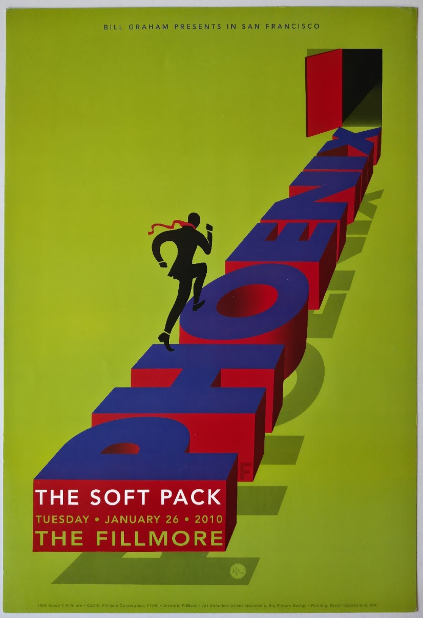 F1040 Phoenix, The Soft Pack, The Fillmore by R. Black - January 26, 2010 - San Francisco, Fillmore Gig Print