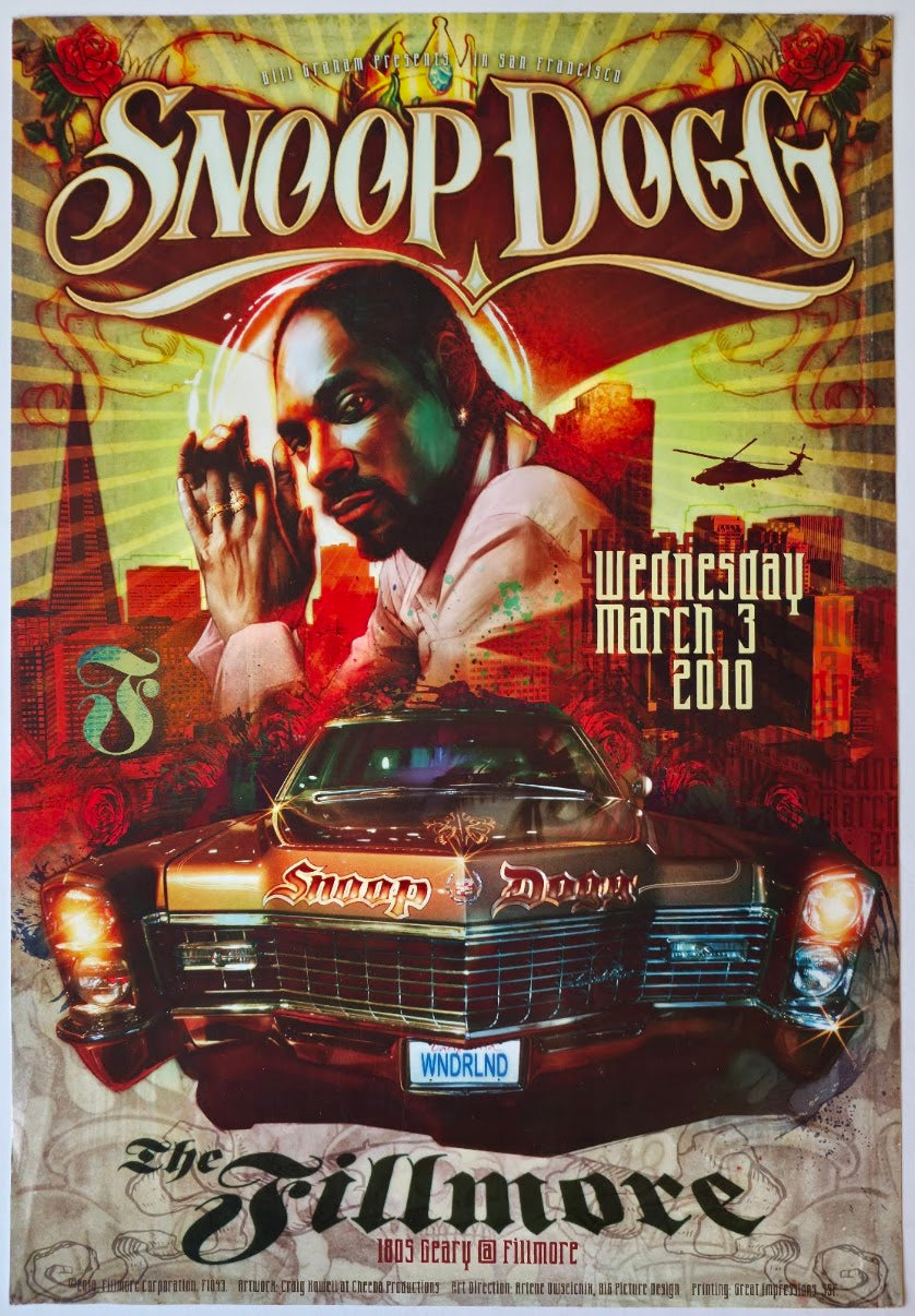 F1043 Snoop Dogg, The Fillmore by Craig Howell Cheeba Productions - March 3, 2010 - San Francisco, Fillmore Gig Print