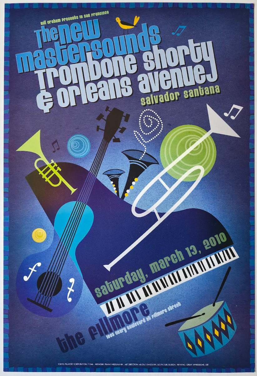 F1046 The New Master Sounds, Trombone Shorty & Orleans Avenue, The Fillmore by Frank Wiedemann - March 13, 2010 - San Francisco, Fillmore Gig Print