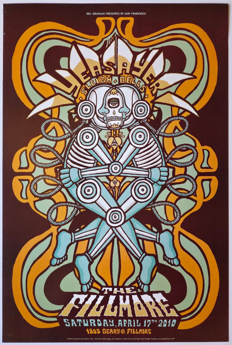 F1052 Yeasayer, Sleigh Bells, The Fillmore by Matt Leunig - April 17, 2010 - San Francisco, Fillmore Gig Print